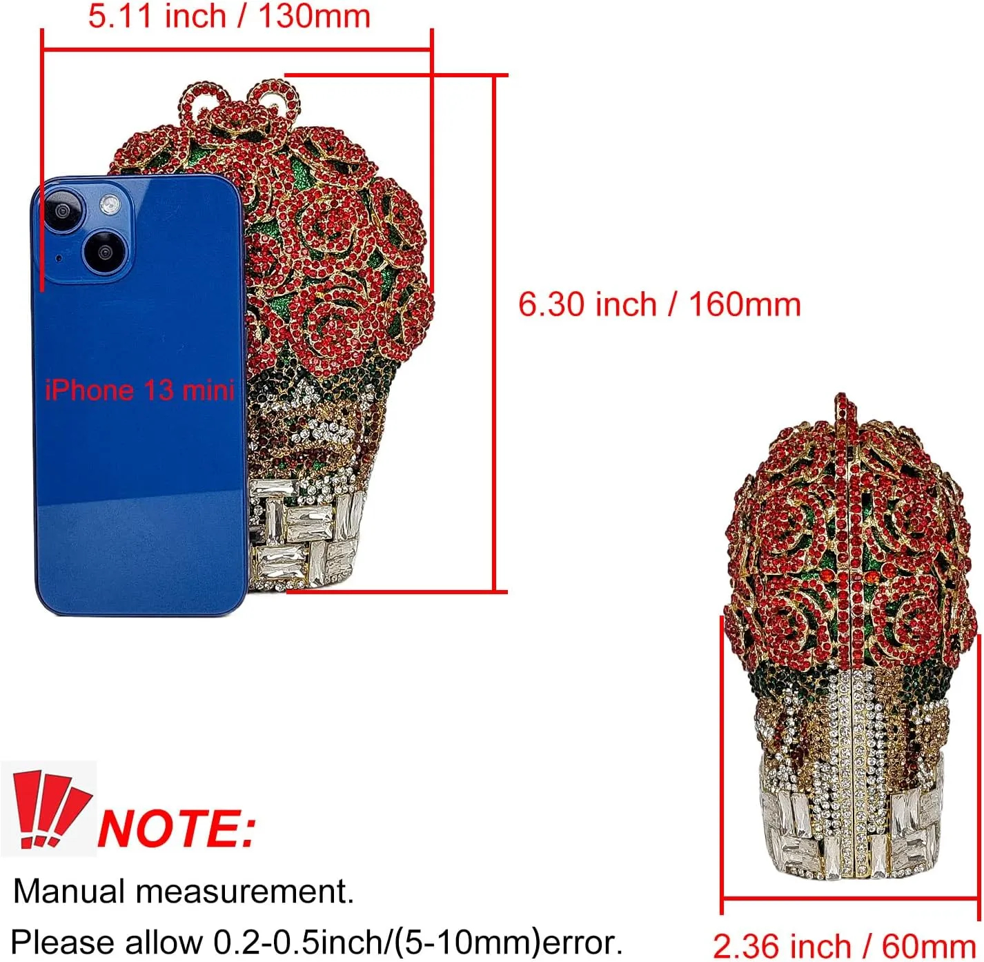 Rose Bouquet Shaped Crystal Clutch Flower Evening Bag Women Formal Bridal Party Floral Rhinestone Handbag Purse