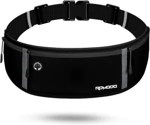 Running Belt for Men, Fanny Pack for Women, Waterproof Phone Holder for Running Workout Plus Size Adjustable Running Waist Belt Bag for iPhone 16 15 14 13 Pro Max Samsung Galaxy Note Pure Black