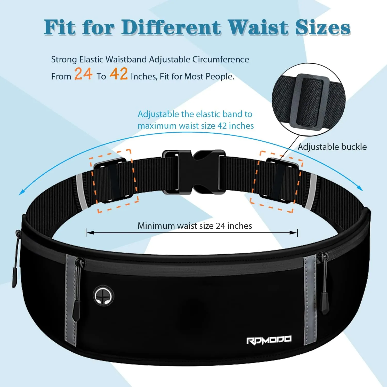 Running Belt for Men, Fanny Pack for Women, Waterproof Phone Holder for Running Workout Plus Size Adjustable Running Waist Belt Bag for iPhone 16 15 14 13 Pro Max Samsung Galaxy Note Pure Black