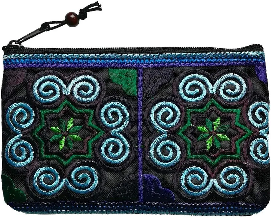 Sabai Jai Boho Coin Purse: Handmade Small Embroidered Change Pouch for Women - Colorful, Ethnic, Eco Friendly & Sustainable