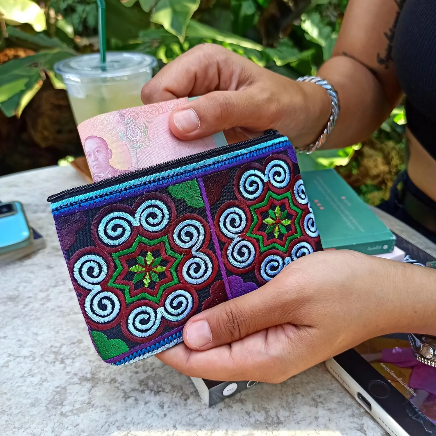 Sabai Jai Boho Coin Purse: Handmade Small Embroidered Change Pouch for Women - Colorful, Ethnic, Eco Friendly & Sustainable