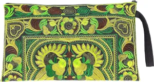 Sabai Jai - Embroidered Clutch Purse with Wristlet - Large Boho Purses and Handbags