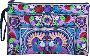 Sabai Jai - Embroidered Clutch Purse with Wristlet - Large Boho Purses and Handbags