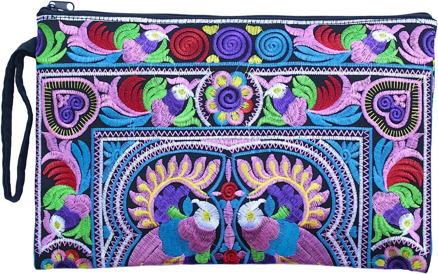 Sabai Jai - Embroidered Clutch Purse with Wristlet - Large Boho Purses and Handbags