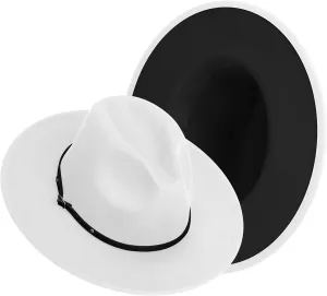 SAJUZEN Wide Brim Fedora Hats for Women Mens Felt Fedora Hats with Belt Buckle