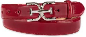 Sam Edelman Women's Fashion Double-E Plaque Logo Buckle Slim Textured Belt for Jeans, Dresses and Trousers