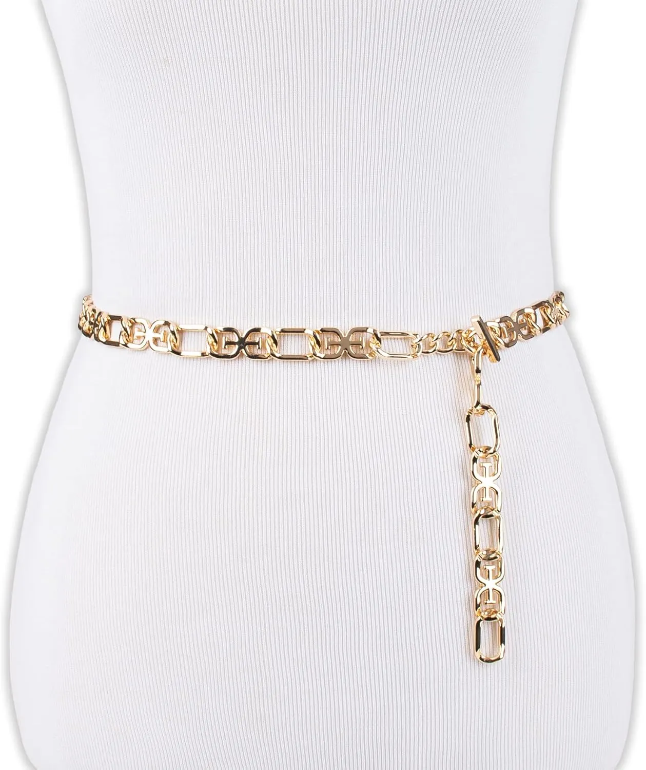 Sam Edelman Women's Fully Adjustable Double-e Logo Chain Link Dress Belt
