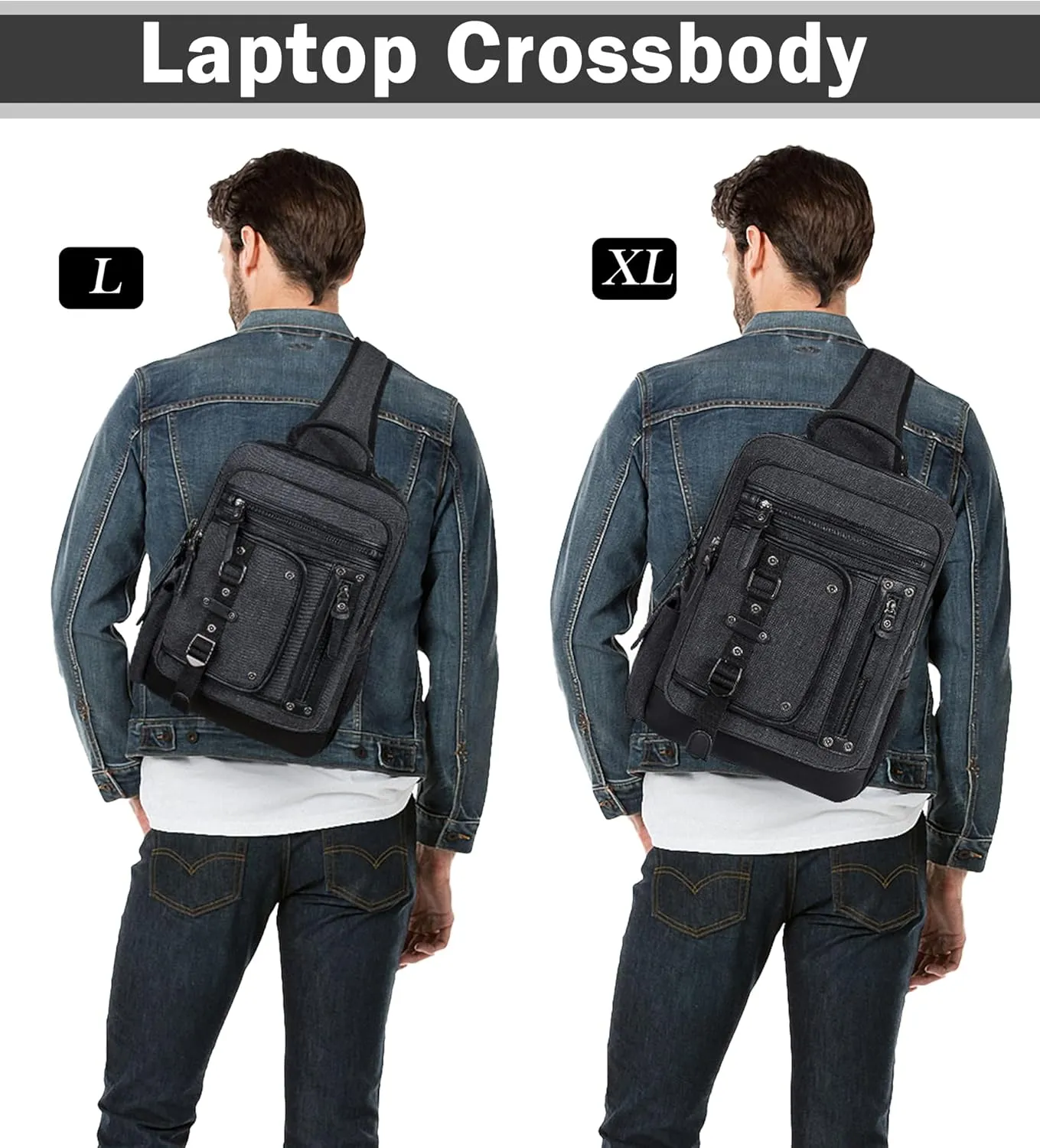 Schkleier Messenger Bag for Men Canvas Sling Bag Crossbody Backpack Laptop Shoulder Bag Hiking Daypacks Casual Tactical