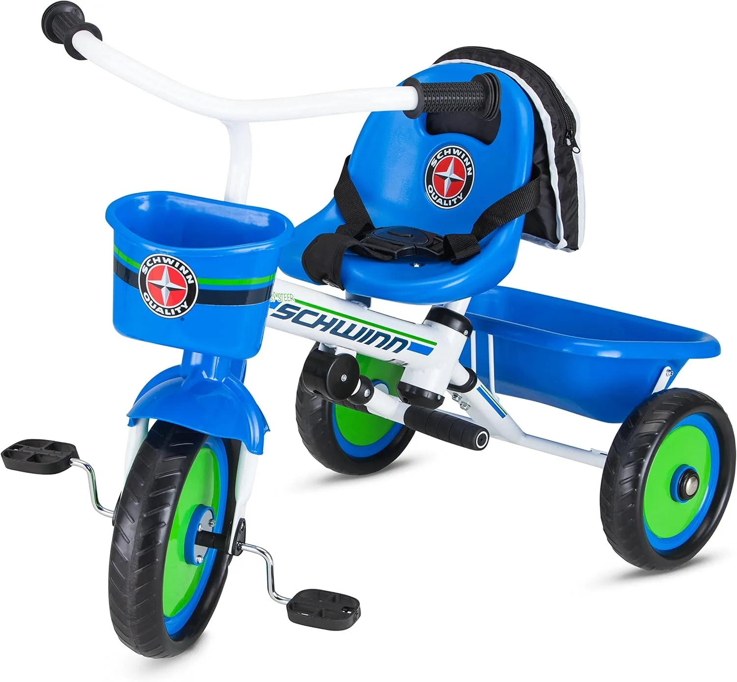 Schwinn Easy Steer Bike for Toddler, Kids Tricycle with Removable Push handle, Steel Trike Frame, Boys and Girls Ages 2-4 Year Old, Blue, 41" x 20" x 41"