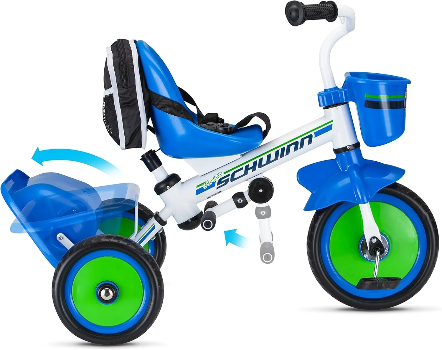 Schwinn Easy Steer Bike for Toddler, Kids Tricycle with Removable Push handle, Steel Trike Frame, Boys and Girls Ages 2-4 Year Old, Blue, 41" x 20" x 41"
