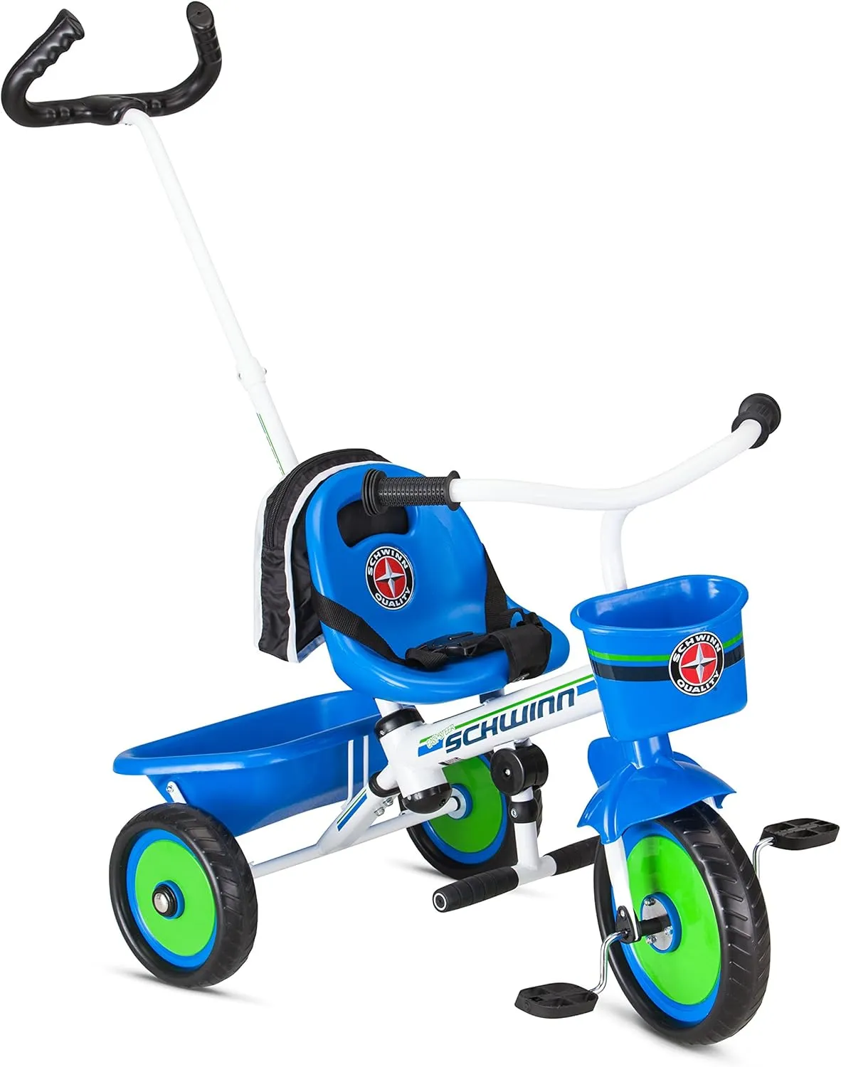 Schwinn Easy Steer Bike for Toddler, Kids Tricycle with Removable Push handle, Steel Trike Frame, Boys and Girls Ages 2-4 Year Old, Blue, 41" x 20" x 41"