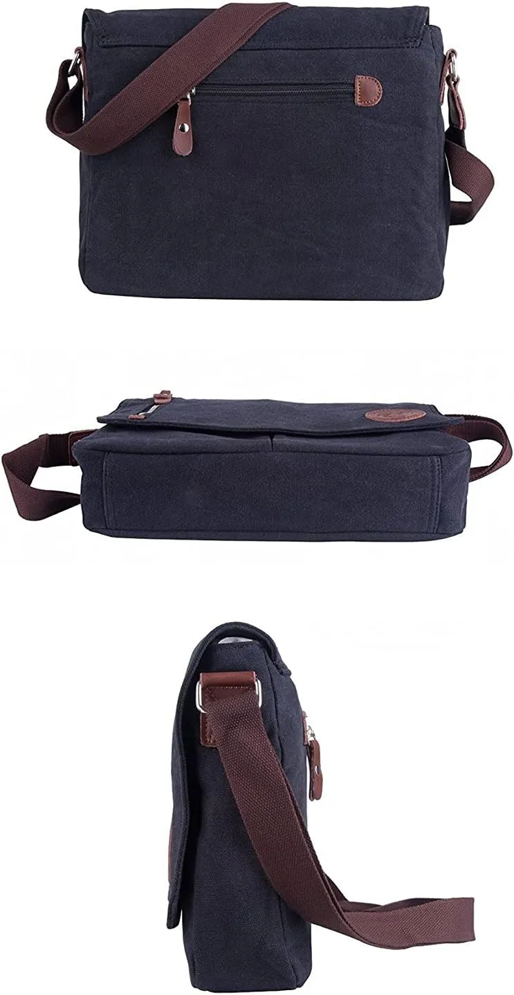 Sechunk Canvas Small Messenger Bag Vintage Shoulder bag Everyday Purse Crossbody bag for men women