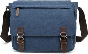 Sechunk Canvas Vintage Messenger Bag Shoulder bag Leather Large Travel Crossbody bags for men women 15inch Laptop