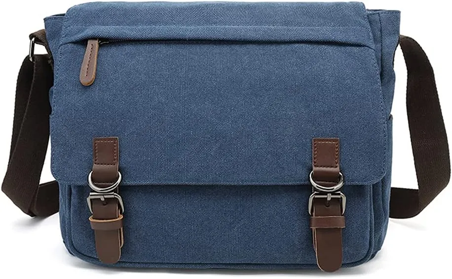 Sechunk Canvas Vintage Messenger Bag Shoulder bag Leather Large Travel Crossbody bags for men women 15inch Laptop