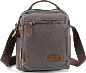 Sechunk Small Canvas Shoulder Bags Messenger Bag Travel Bag Business Bag Working Bag For Men Women