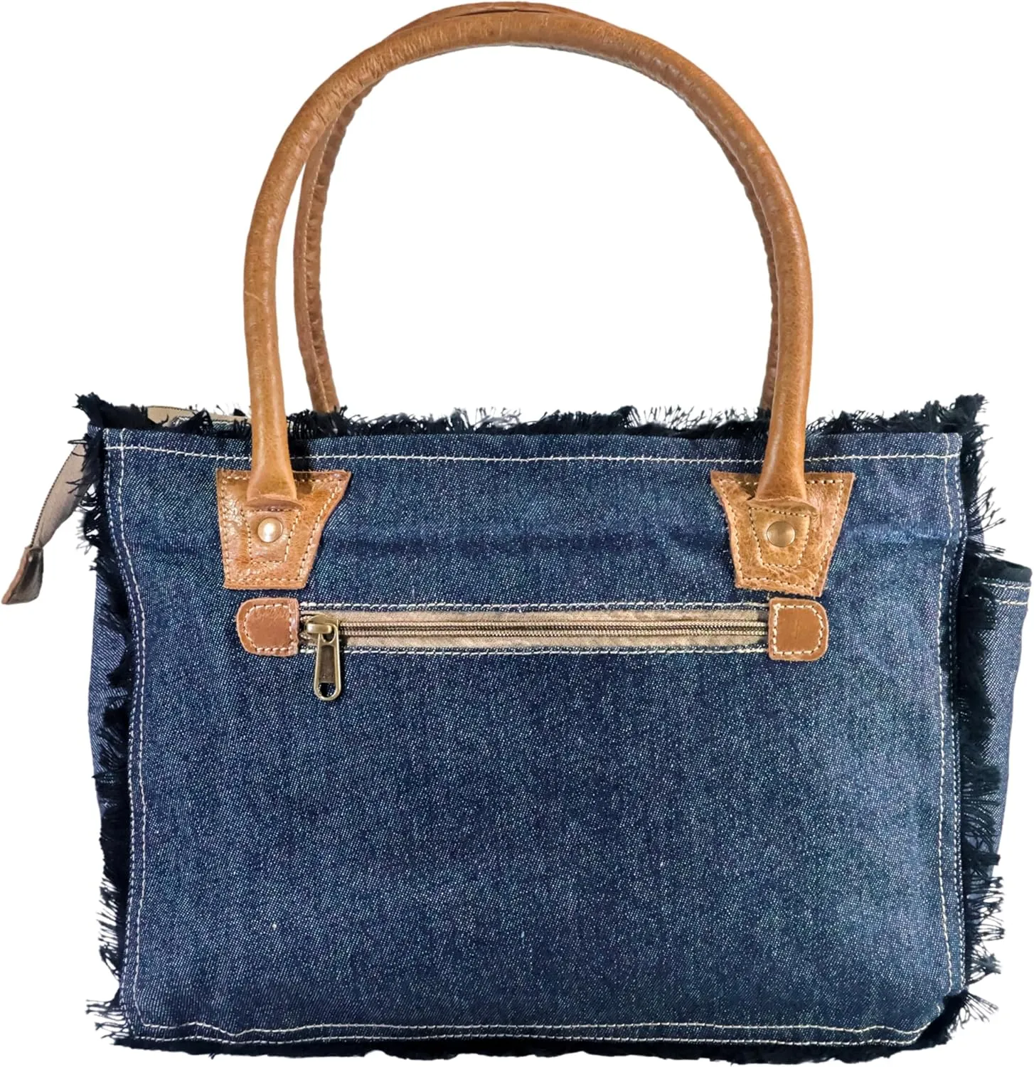 Sel de mer upcycled canvas hand bag upcycled canvas & cowhide tote bag (10X13 Inch)