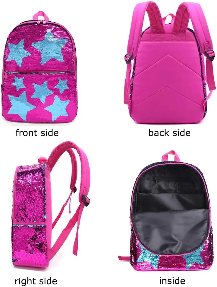 Sequin School Backpack for Girls Boys Kids Cute Kindergarten Elementary Book Bag Bookbag Glitter Sparkly Back Pack