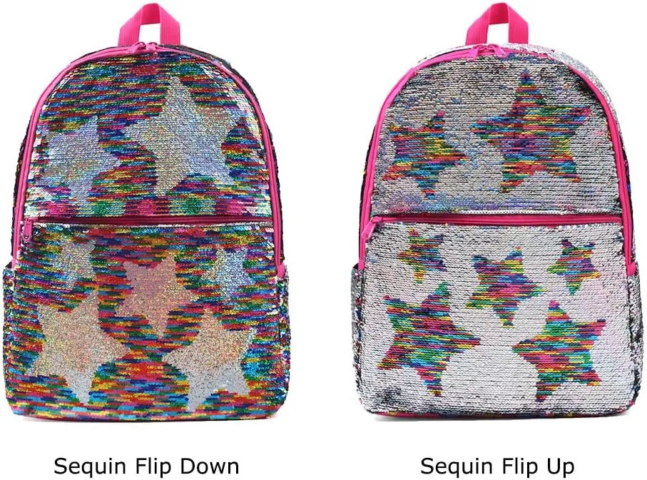 Sequin School Backpack for Girls Boys Kids Cute Kindergarten Elementary Book Bag Bookbag Glitter Sparkly Back Pack