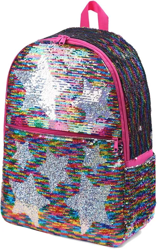 Sequin School Backpack for Girls Boys Kids Cute Kindergarten Elementary Book Bag Bookbag Glitter Sparkly Back Pack
