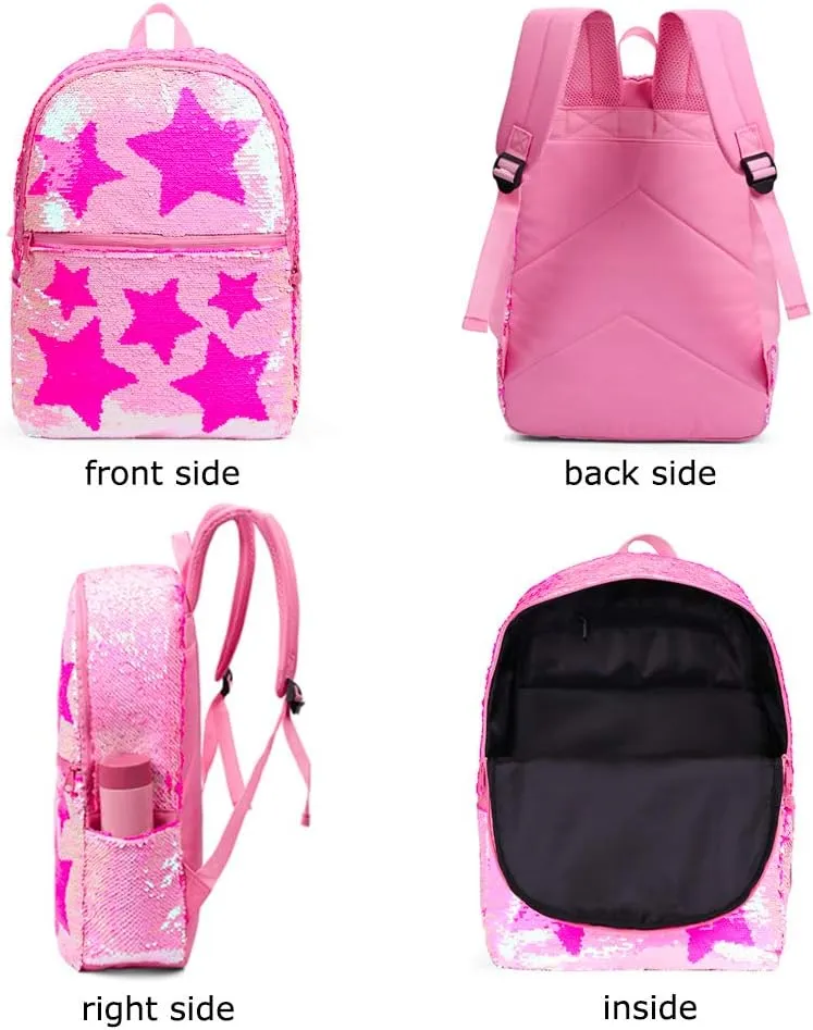 Sequin School Backpack for Girls Boys Kids Cute Kindergarten Elementary Book Bag Bookbag Glitter Sparkly Back Pack