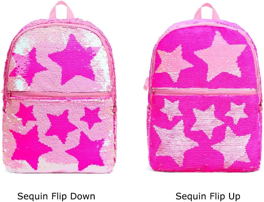 Sequin School Backpack for Girls Boys Kids Cute Kindergarten Elementary Book Bag Bookbag Glitter Sparkly Back Pack