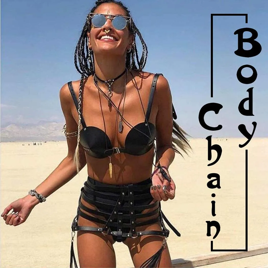 Sexy Belly Waist Chain Belt Leather Body Harness Leg Garter Chain Thigh Body Jewelry Accessories for Women and Girls (style 7)