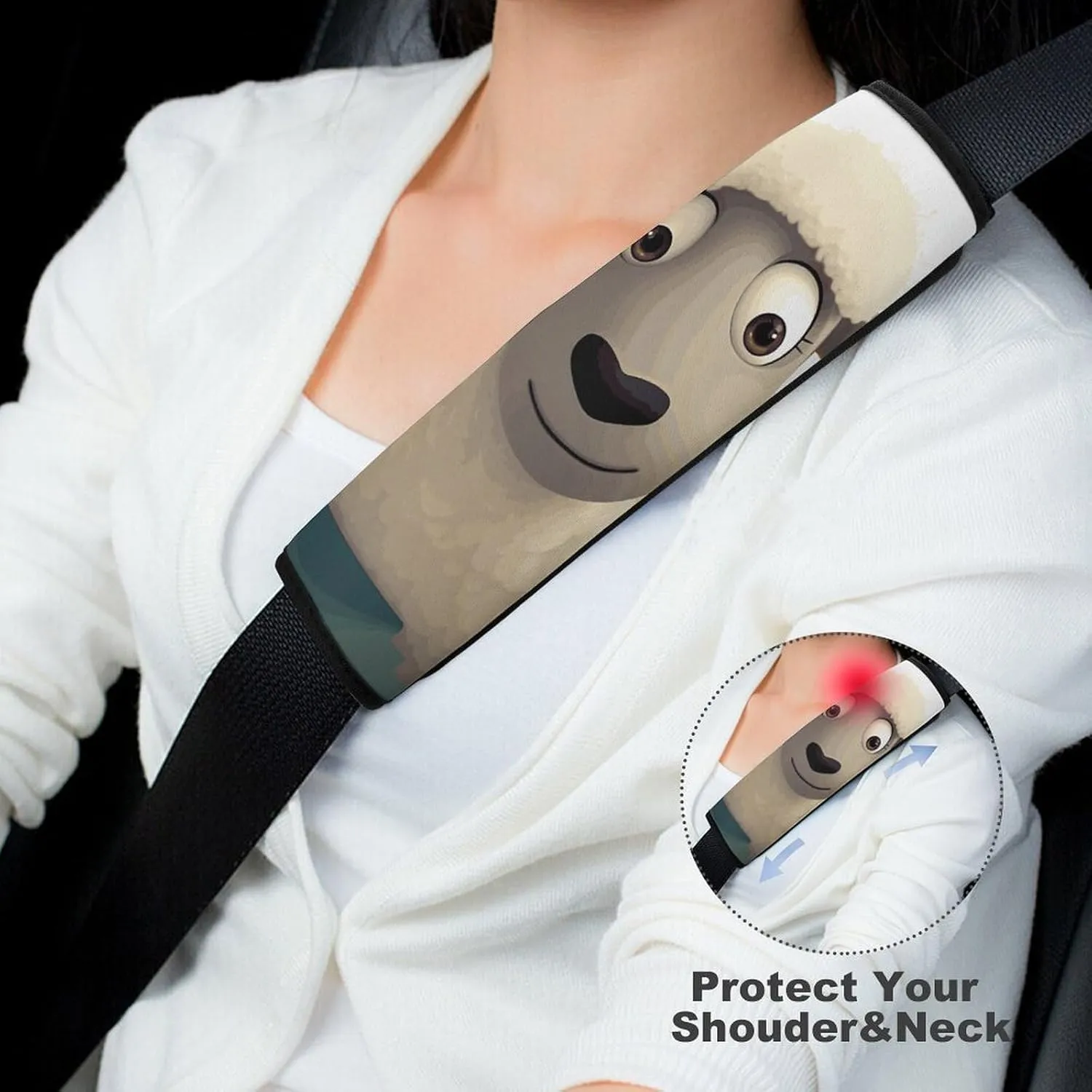 Sheep Auto Seat Belt Cover 2PCS Universal Car Seat Belt Shoulder Protector Pad, Protect Your Shoulders and Neck for Car Seat Belt, Shoulder Bag, Backpack