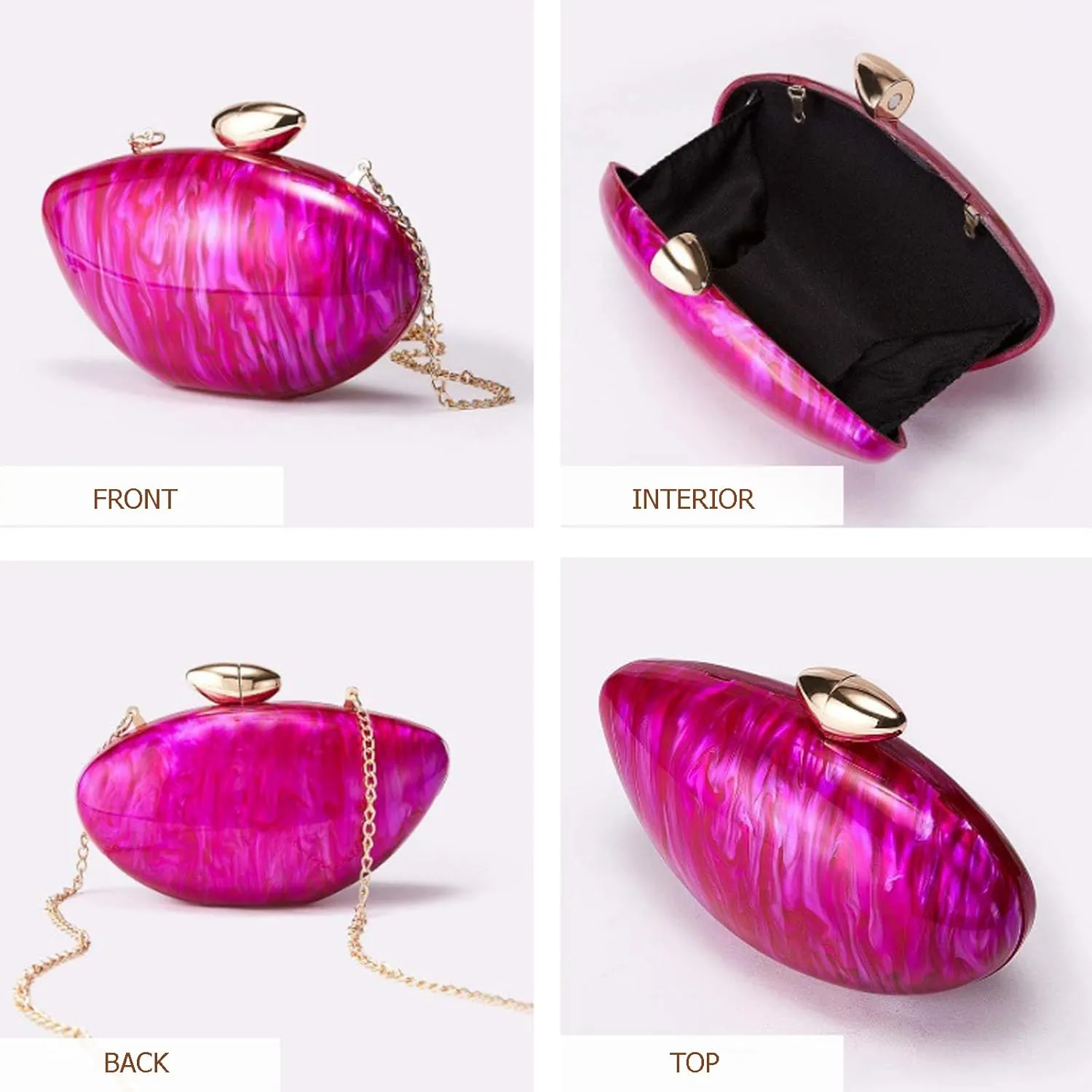Shell Clutch Purse for Women Evening Bag Pearl Clutch Acrylic White Purses Chain Crossbody Bag