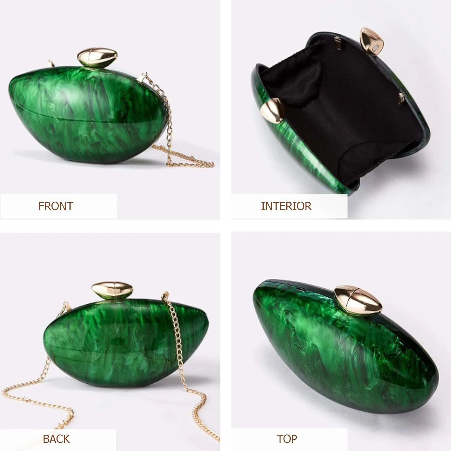 Shell Clutch Purse for Women Evening Bag Pearl Clutch Acrylic White Purses Chain Crossbody Bag