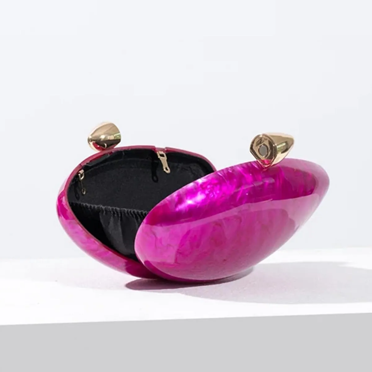 Shell Shape Acrylic Clutch Trendy Metallic Acrylic Evening Bag Shiny Egg Purses and Handbags for Women Wedding Party