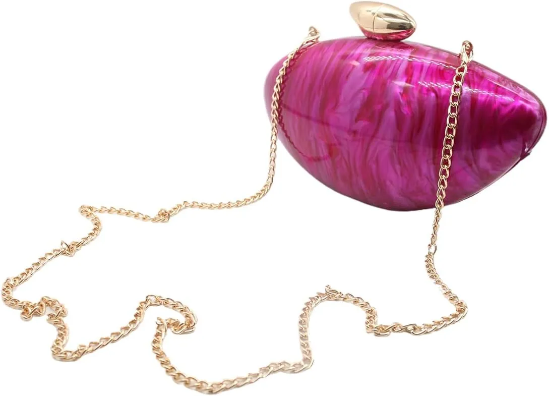 Shell Shape Acrylic Clutch Trendy Metallic Acrylic Evening Bag Shiny Egg Purses and Handbags for Women Wedding Party