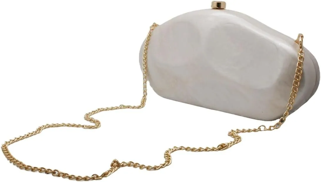 Shell Shape Acrylic Clutch Trendy Metallic Acrylic Evening Bag Shiny Egg Purses and Handbags for Women Wedding Party