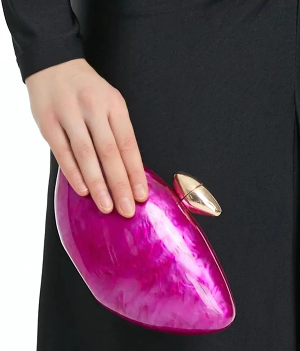 Shell Shape Acrylic Clutch Trendy Metallic Acrylic Evening Bag Shiny Egg Purses and Handbags for Women Wedding Party