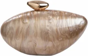 Shell Shape Acrylic Clutch Trendy Metallic Acrylic Evening Bag Shiny Egg Purses and Handbags for Women Wedding Party