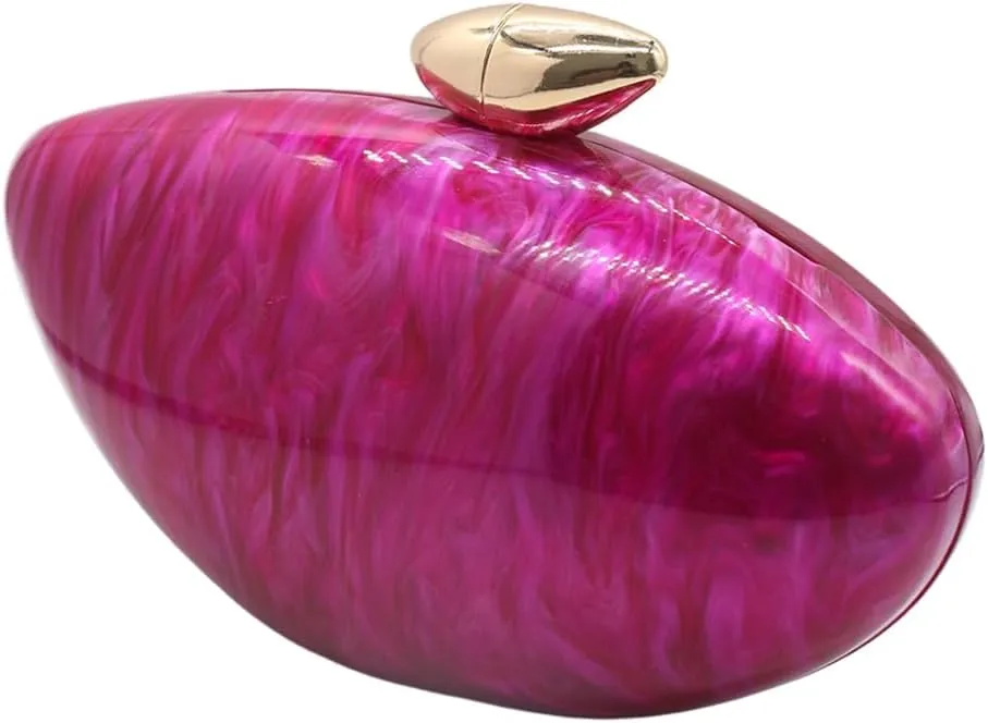 Shell Shape Acrylic Clutch Trendy Metallic Acrylic Evening Bag Shiny Egg Purses and Handbags for Women Wedding Party