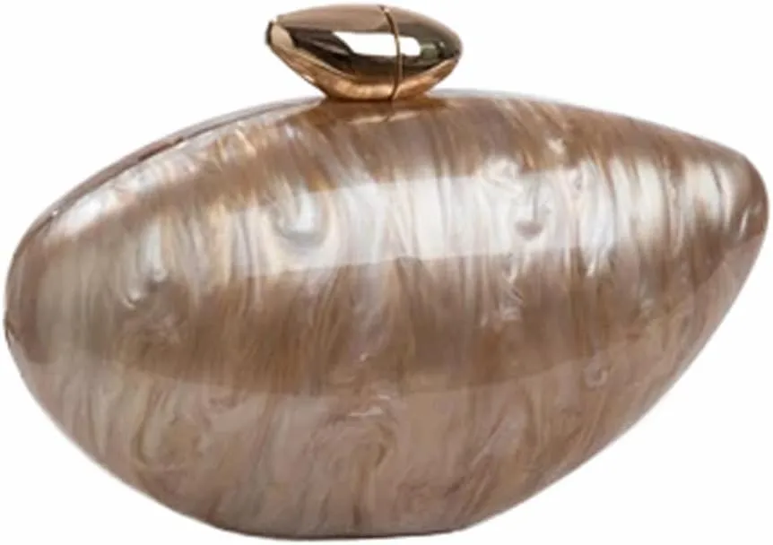 Shell Shape Acrylic Clutch Trendy Metallic Acrylic Evening Bag Shiny Egg Purses and Handbags for Women Wedding Party