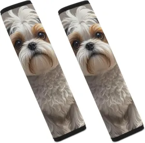 Shih Tzu Dog Auto Seat Belt Cover 2PCS Universal Car Seat Belt Shoulder Protector Pad, Protect Your Shoulders and Neck for Car Seat Belt, Shoulder Bag, Backpack
