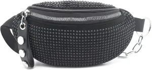 Shiny Rhinestones Crystal Waist Bag Fanny Pack for Women Girls Small Belt Bum Bag Crossbody Cell Phone Pouch for Party Beach Travel