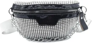 Shiny Rhinestones Crystal Waist Bag Fanny Pack for Women Girls Small Belt Bum Bag Crossbody Cell Phone Pouch for Party Beach Travel