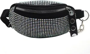 Shiny Rhinestones Crystal Waist Bag Fanny Pack for Women Girls Small Belt Bum Bag Crossbody Cell Phone Pouch for Party Beach Travel