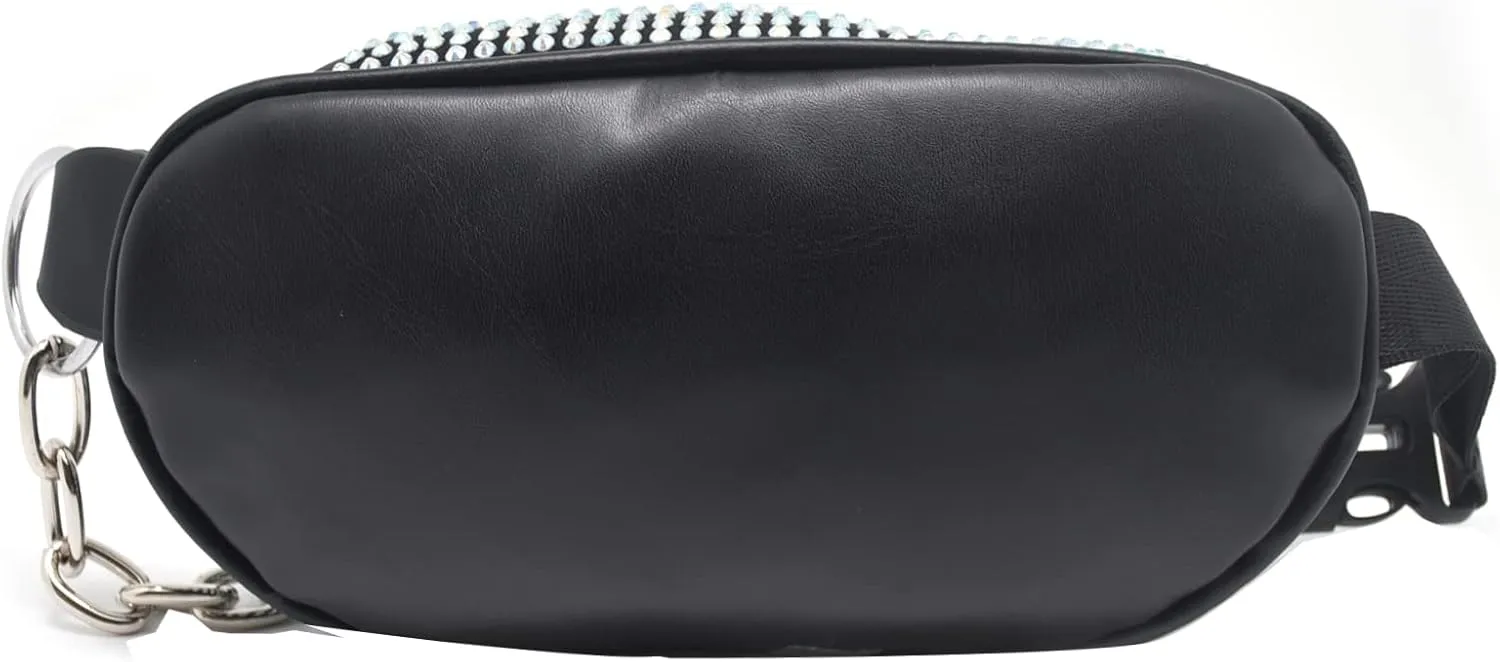 Shiny Rhinestones Crystal Waist Bag Fanny Pack for Women Girls Small Belt Bum Bag Crossbody Cell Phone Pouch for Party Beach Travel