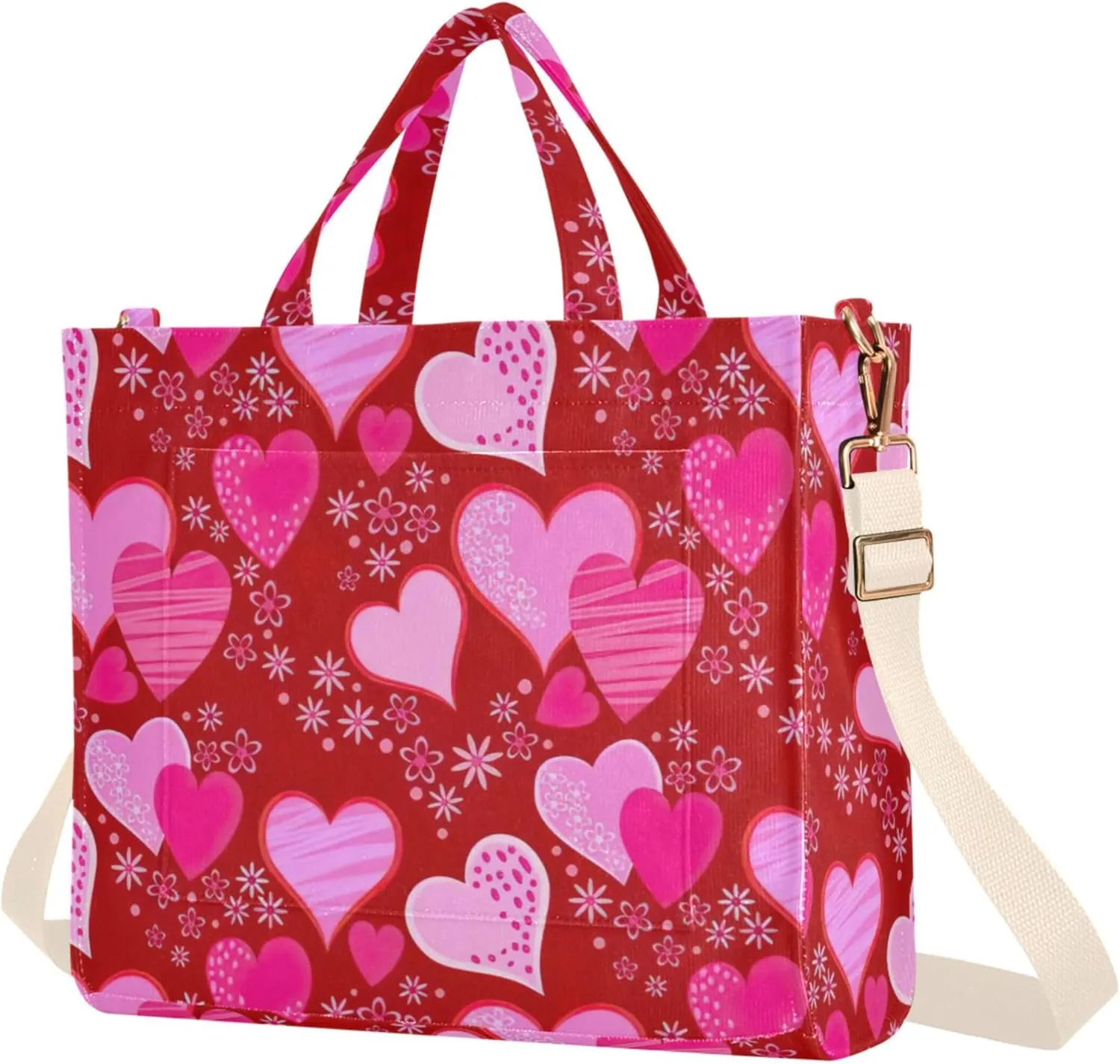 Shoulder Purse Women White Red Hearts Crossbody Travel Bag Teacher Bride Friend Tote Laptop Big Satchel