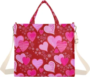 Shoulder Purse Women White Red Hearts Crossbody Travel Bag Teacher Bride Friend Tote Laptop Big Satchel