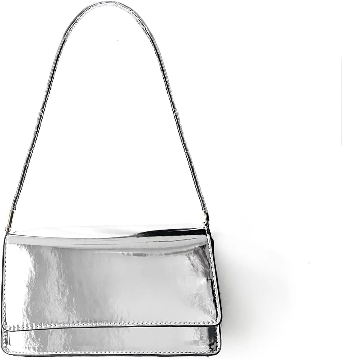 Silver Bag Evening Clutch Bag Sparkly Satchel Patent Leather Y2K Handbag Crossbody Metallic Purses for Party.