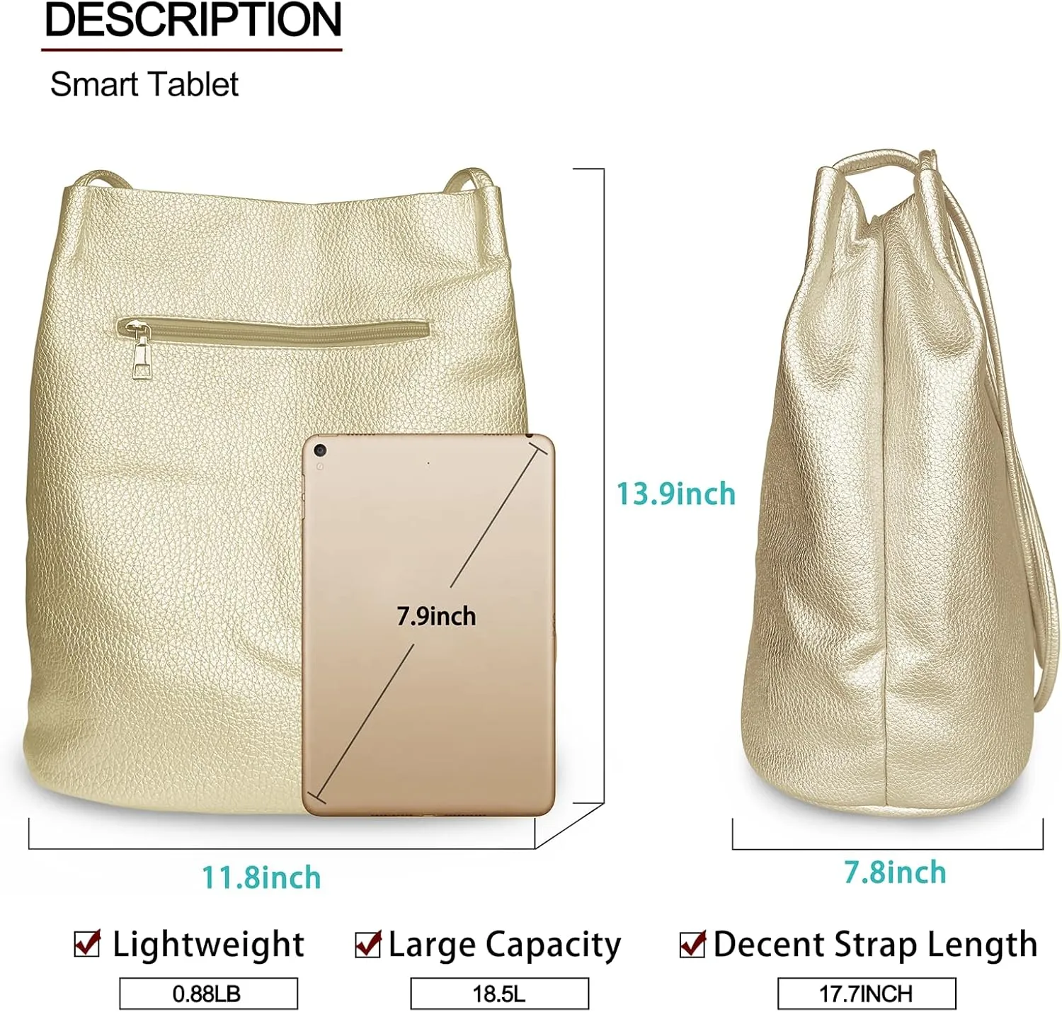 Silver Purse for Women Bucket Tote Bag Large Shoulder Handbags for Ladies Soft Leather Hobo Bags