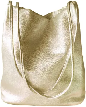 Silver Purse for Women Bucket Tote Bag Large Shoulder Handbags for Ladies Soft Leather Hobo Bags