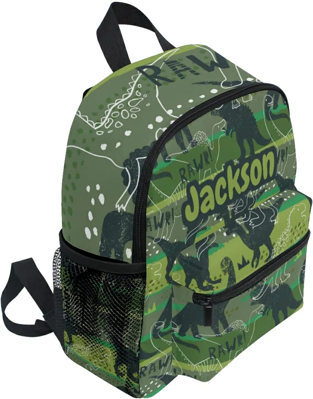 Sinestour Custom Dinosaur Kid's Backpack - Personalized with Name/Text, Preschool Backpack for Boys & Girls with Chest Strap