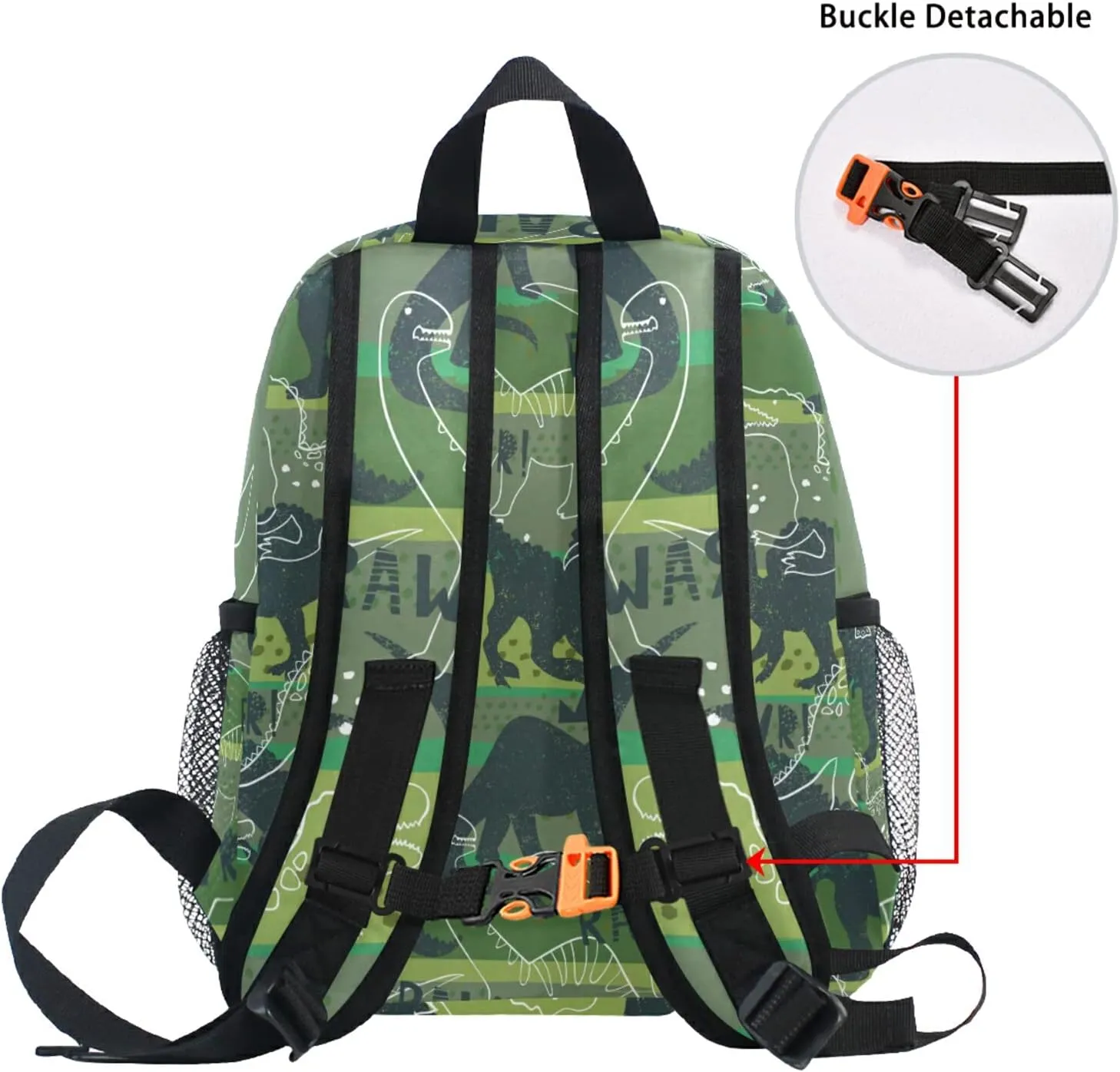 Sinestour Custom Dinosaur Kid's Backpack - Personalized with Name/Text, Preschool Backpack for Boys & Girls with Chest Strap