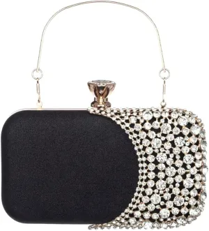 Sither Rhinestone Handbag Purses for Women Evening Handbag Purses Crystal Clutch Purses Sparkly Clutches Shoulder Chain Bags for Party Prom Christmas Gift (black)