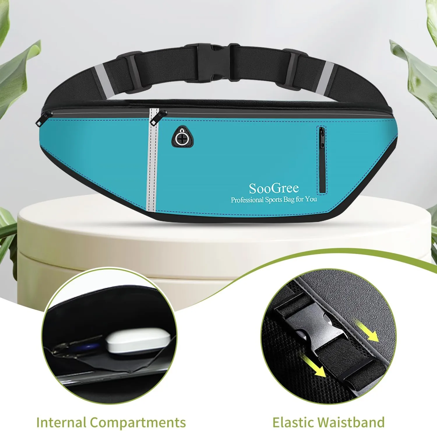 Slim Running Belt Fanny Pack, Resistant Waist Pack Money Belt Bag for Hiking Cycling Workout, Gym Phone Holder with Adjustable Strap (Blue)